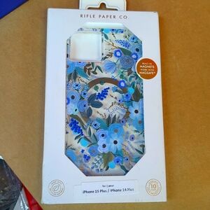 Rifle Paper Co. Case for MagSafe for iPhone 14 Plus & 15 Plus Garden Party Blue